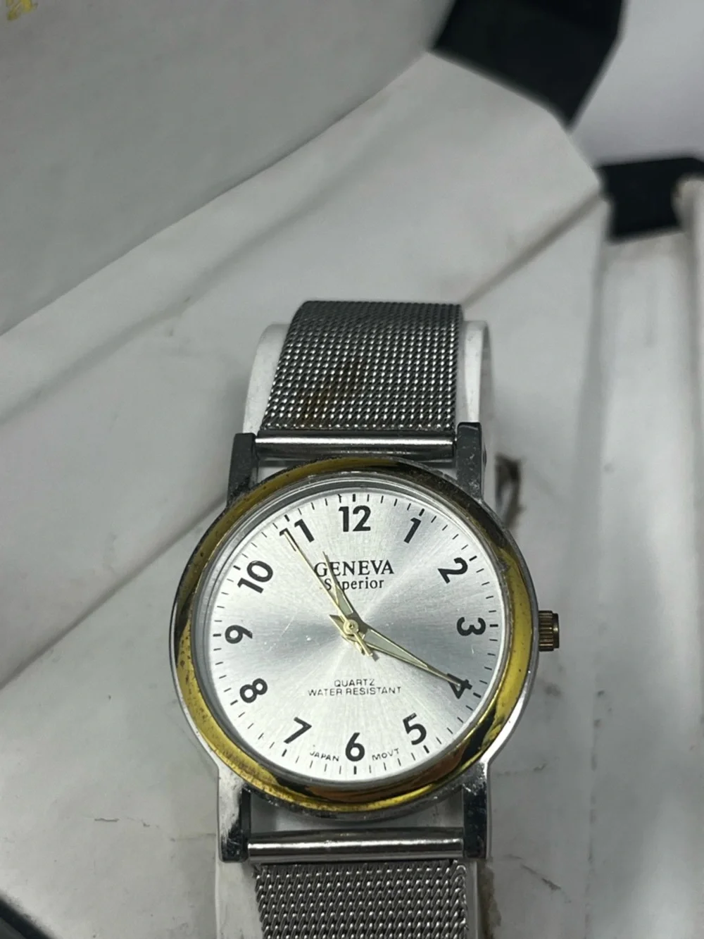 Geneva His & Hers Quartz Silver mesh band Silver/Gold link band Watch Bundle